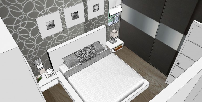 3 חדר שינה קיר מיטה